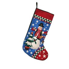 Snowman 19" Christmas Stocking Padded in EUC