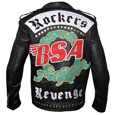 BSA Rockers Revenge George Michael Faith Men's Black Biker Leather Jacket
