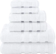 American Soft Linen Luxury 6 Piece Towel Set, 2 Bath Towels 2 Hand Towel 2 Washc