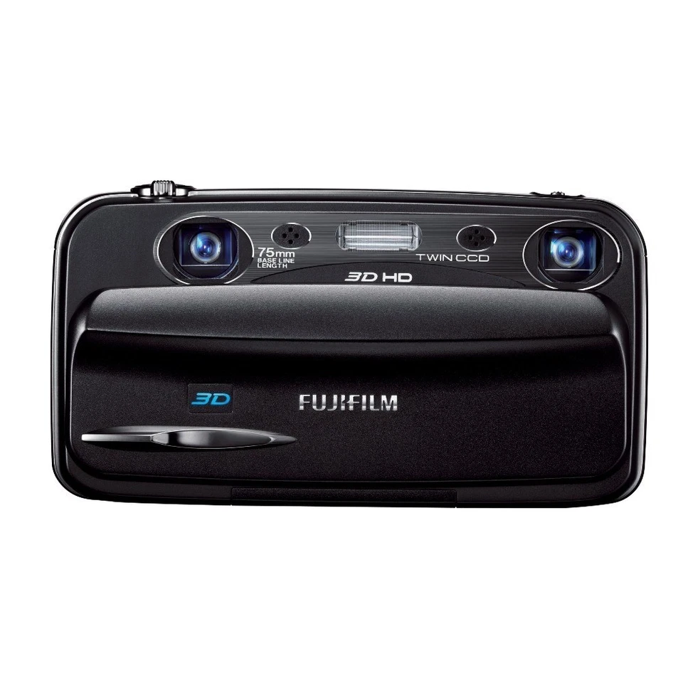 Fujifilm FinePix Real 3D W3 Digital Camera 10MP 3X Optical Zoom Black CCD Sensor - Image 1 of 4