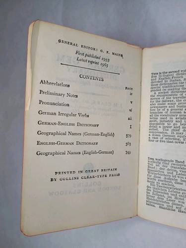 Vintage 1965 Collins Deutsch Englisch English German Dictionary - Picture 4 of 4