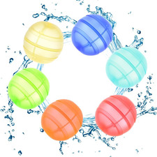 6 Pcs Reusable Silicone Water Balloon, Quick Fill Self Sealing Silicone Water Bo