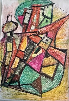Degner, Arthur (1888-1972) Kubistisches Studie, Ölstifte, sig.; verso: NL-St.