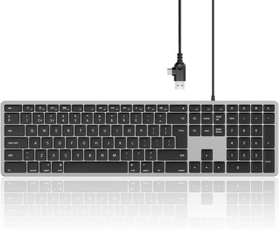Seenda JP208 Wired UK QWERTZ Keyboard for Mac. Schlank, leise, Full-Size USB/Typ-C