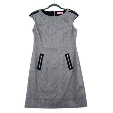 Eliza J New York Women Grey Cap Sleeve Sheath Dress Zipper Business Size 10