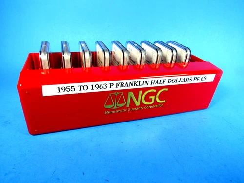 1955 to 1963 P,  9-Coin Set  Franklin Half Dollars  NGC Pf 69  Beautiful  FS-01