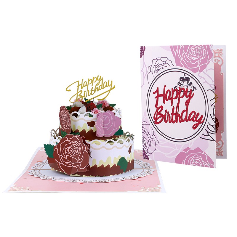 - Rosy Layers 3D Birthday Cake Pop Up Card - Image 2