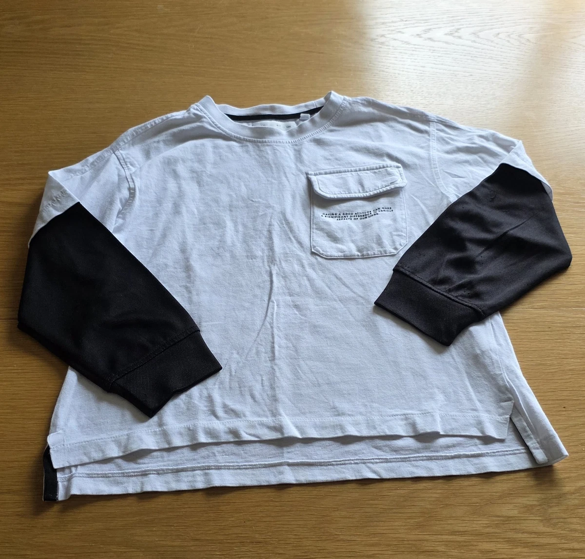 Chemise à Manches Longues Zara Garçon - Taille 11/12, Grise, Slogan En Relief, Neuve Avec étiquette (NWT)