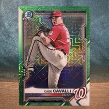 2021 Bowman Chrome Prospects Cade Cavalli Green Mojo # 44/99 SP Nationals #BCP99