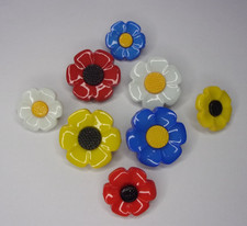 6 x Flower Buttons Daisy Poppy Sunflower Forget Me Not 18mm Or 21mm