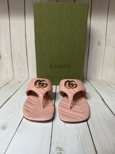 Sandalia Chanclas Gucci Marmont GG Acolchada Chevron Matelassé Rosa Perfecto Talla 35/5 - Imagen 4 de 12