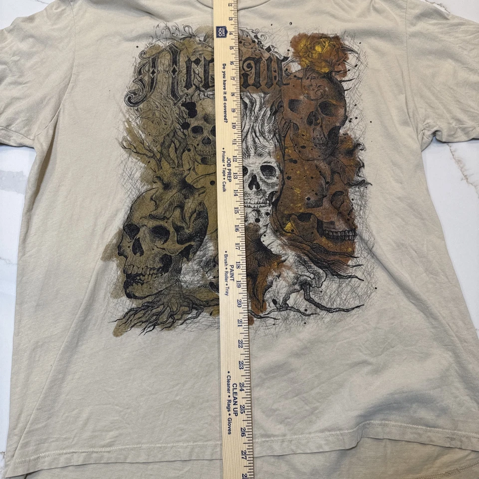 Camiseta masculina gráfica caveira arcaica XXL bronzeada manga curta Y2K - Imagem 4 de 4