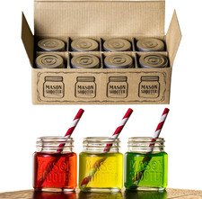 Mason Jar Shot Glasses with Lids (Set of 8) Mini Mason Shooter 2Oz for Drinks,
