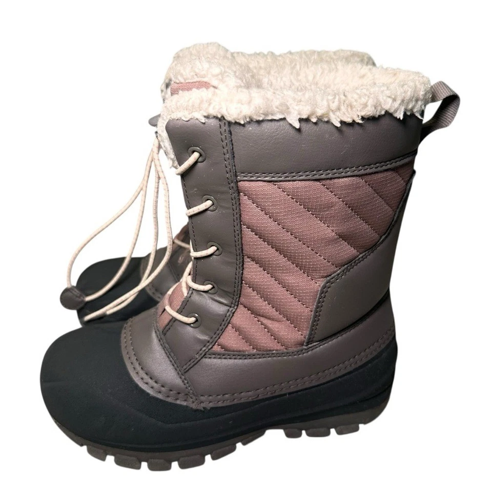 Botas de nieve All in Motion Thermolite para niños gris rosa imitación piel talla 1 Foto 4 de 4