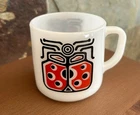 Federal Milk Glass Ladybug Coffee Mug Vintage 1970s Insect Decoration Series