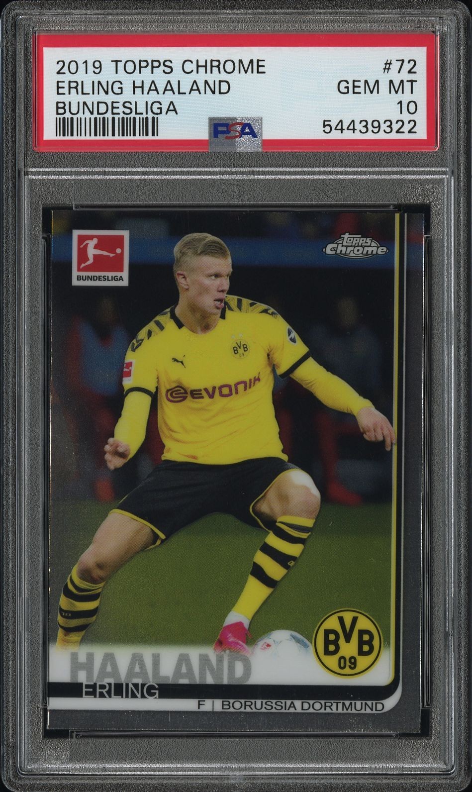2019 TOPPS CHROME BUNDESLIGA ERLING HAALAND ROOKIE RC SP #72 PSA 10 view 1