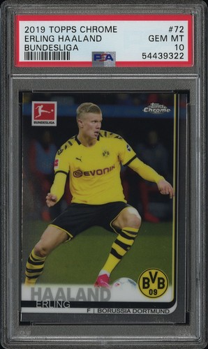2019 TOPPS CHROME BUNDESLIGA ERLING HAALAND ROOKIE RC SP #72 PSA 10
