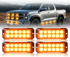 4PCS Amber Strobe Lights for Trucks, Sync Feature LED Emergency Strobe Grille Li