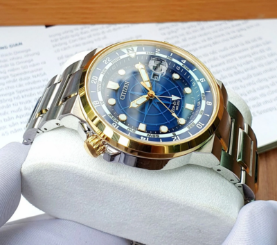 Citizen GMT Dual Time Endeavor BJ7144-52L Eco-Drive Blue Dial Dual