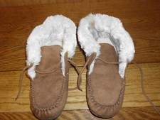 Airwalk Tan Suede Leather Lined Bootie Slipper Shoe Womens Size 9.5