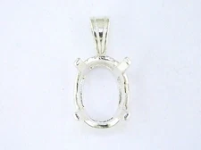 Oval Scalloped Pendant Pendant Setting Sterling Silver  