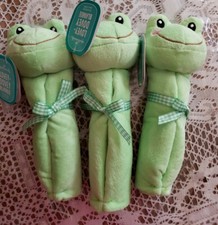 3 x Hallmark Green Lovey Dovey Blankie Frog Security Blanket Velour Baby Smile