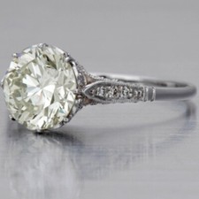 3Ct White Round Cut CZ Antique Engagement Wedding Ring 925 Sterling Silver