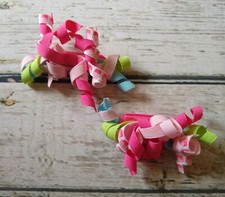 Gymboree Happy Birthday pink cupcake curly barrette set light blue mint CUTE