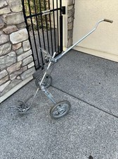 Vintage Bag Boy Auto Aluminum Golf Caddy Push Pull Cart Silver handle Portable