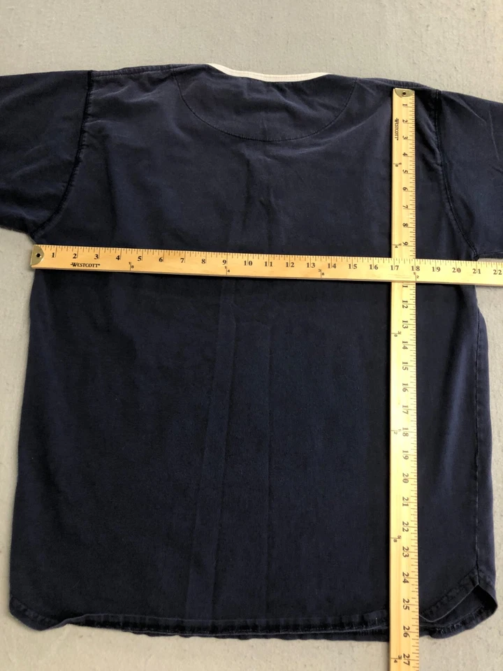 Camisa para dormir Nautica para hombre mediana azul Henley algodón camiseta de salón Foto 4 de 4