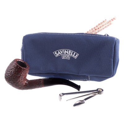tobacco pipe kits Savinelli One Starter Kit Rusticated 601 Billiard Tobacco Pipe +  Accessories 6mm