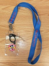 Walt Disney World Resort Pin Trading Blue Nylon Lanyard  Card Holder  READ 