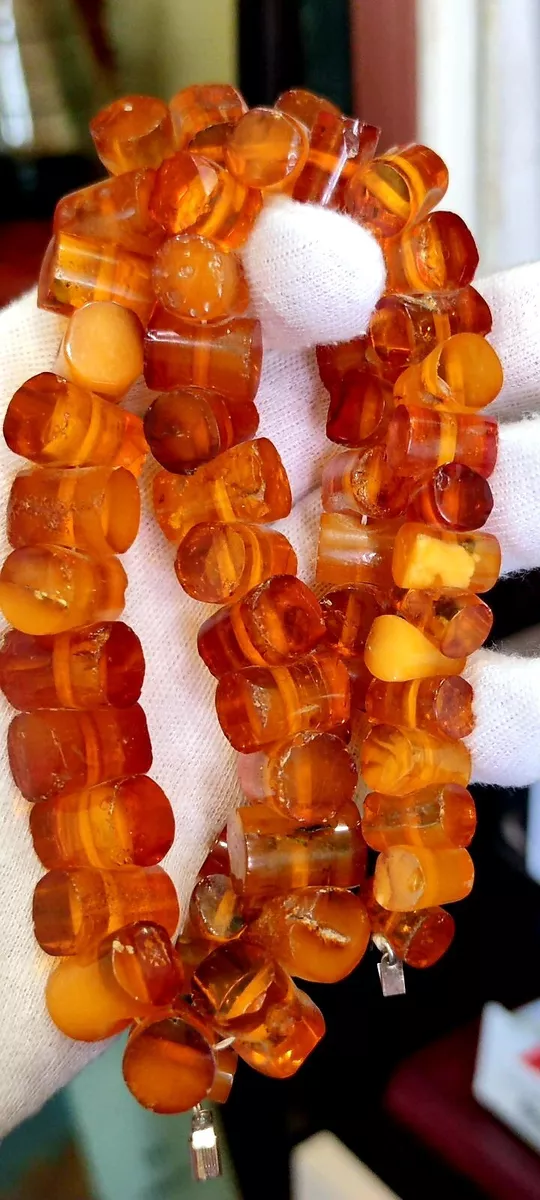 Baltic Amber Necklace Made of Larger Amber Beads.