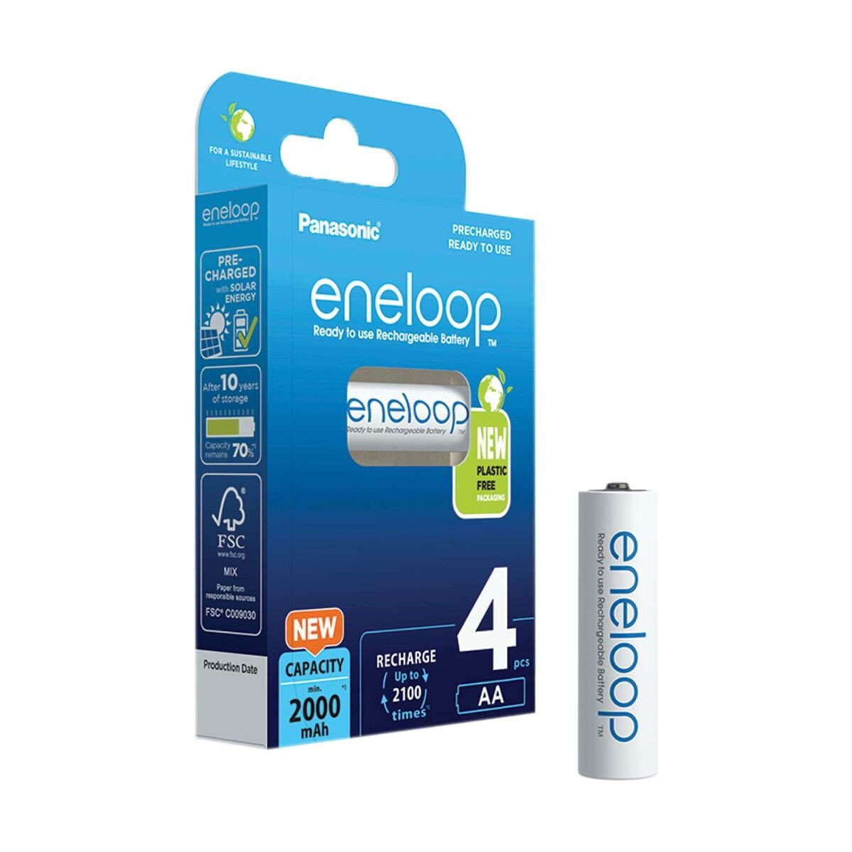 4 Pack Eneloop AA Rechargeable Batteries 2000mAh – For Clocks & Toys