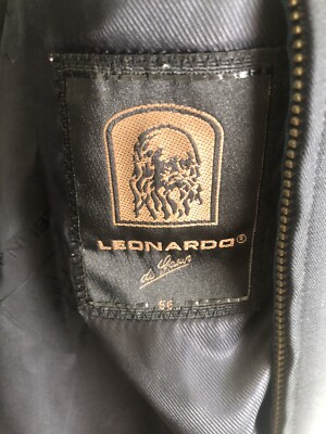 LEONARD ブラック アウター M Leonardo Di Gasun Black Zippered Lined Heavy Jacket - Size 56