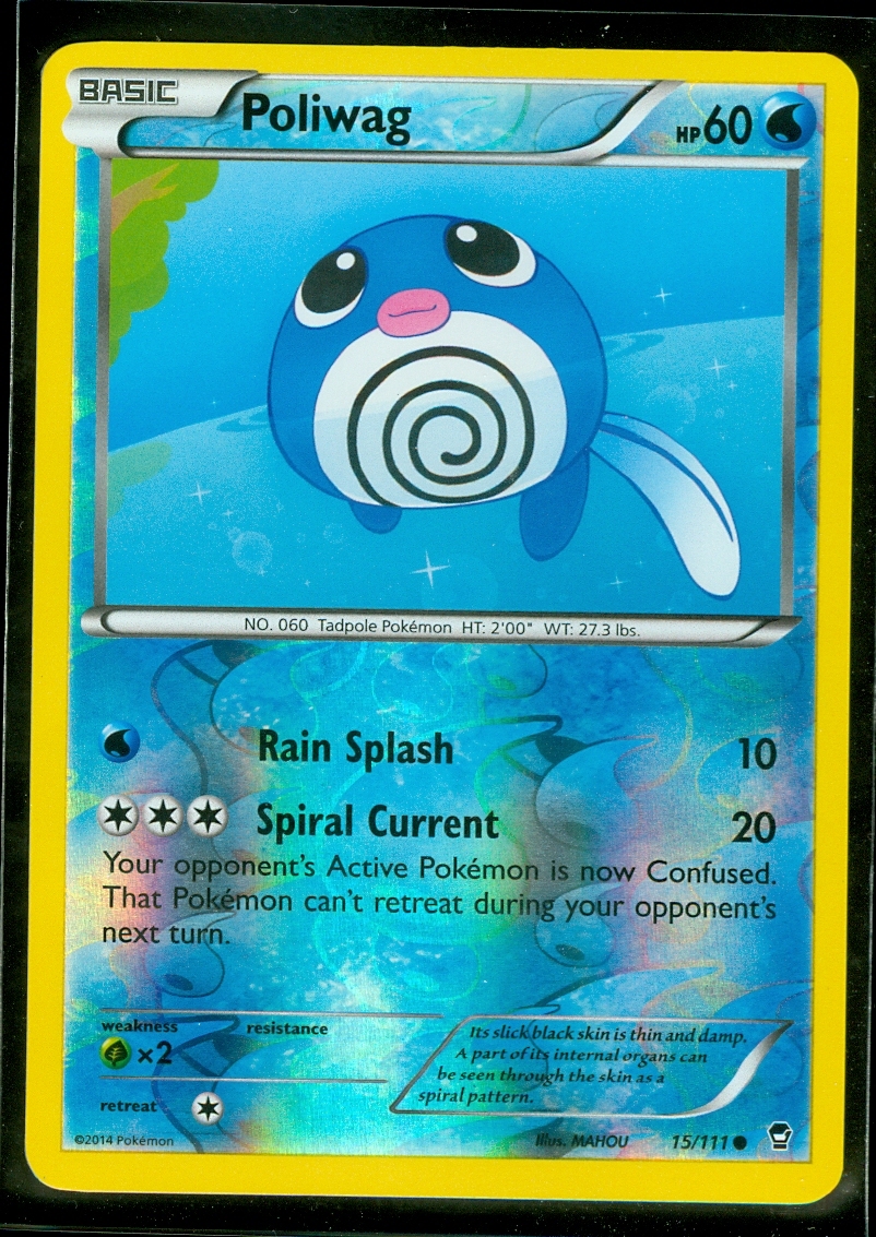 Pokemon POLIWAG 15/111 - XY Furious Fists Rev Holo - MINT