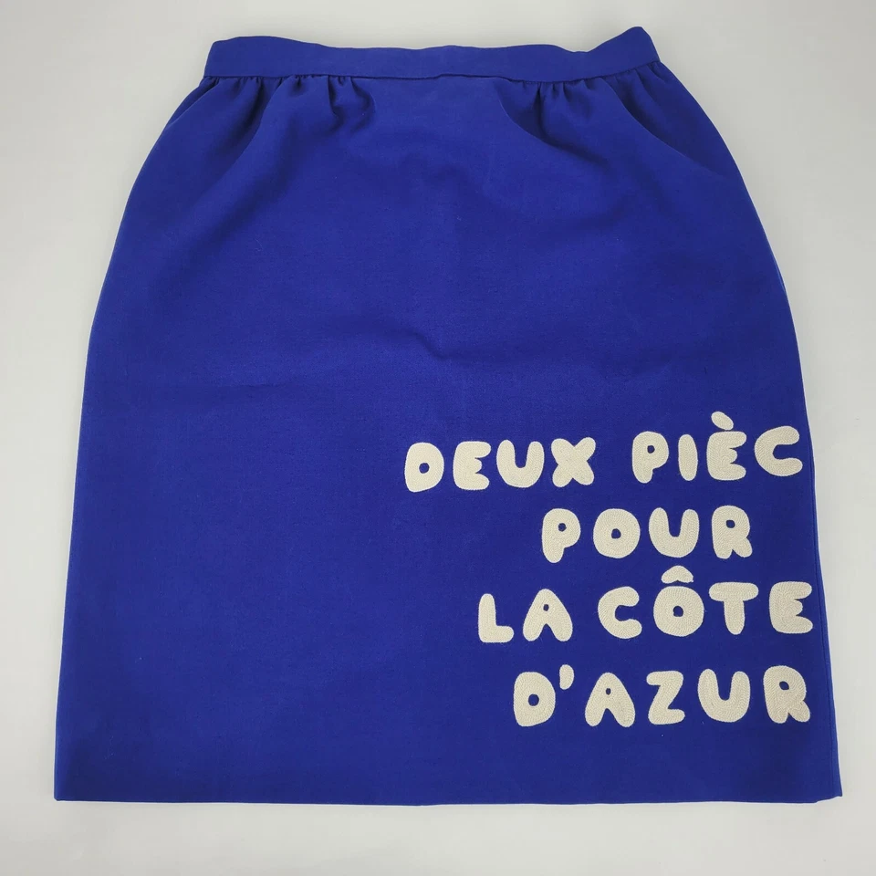 Falda para mujer Gucci azul mezcla de lana bordada texto francés talla 42 560446 4912