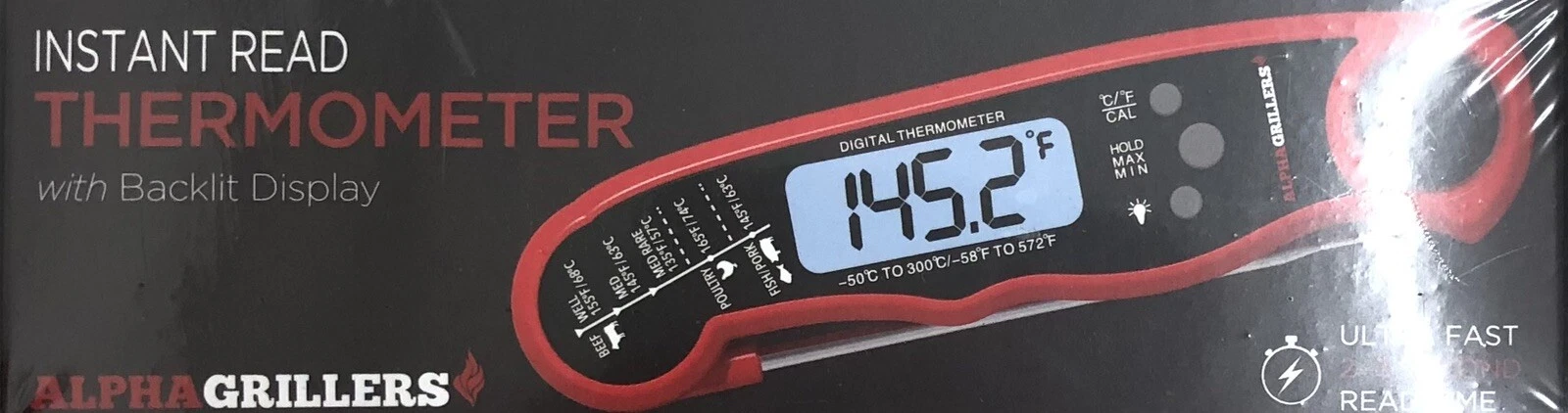 Alpha Grillers Instant Read Meat Thermometer for Grill Smoking and Cooking Temp