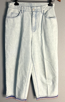 Telluride Clothing Co Size 6 Embellish Capri Jeans Hippie Chick Patriotic Beaded