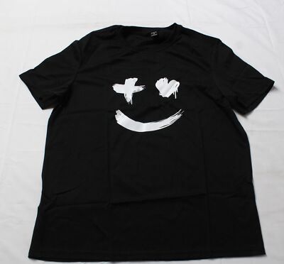 Shein Mens Manfinity Homme Men Cartoon Graphic Short Sleeve Tee AR8 Black Medium