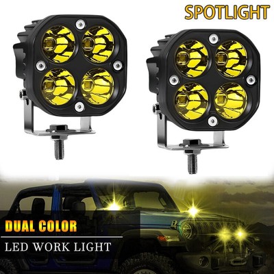 2X 3inch 80W LED Cube Pods Work Light Bar Spot Driving Fog Yellow ...