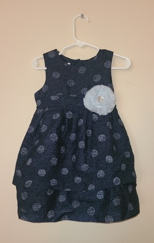Pippa & Julie Girls Navy Blue Polka Dot Sleeveless Party Dress SZ 3T Fully Lined - 第 1/6 張圖片