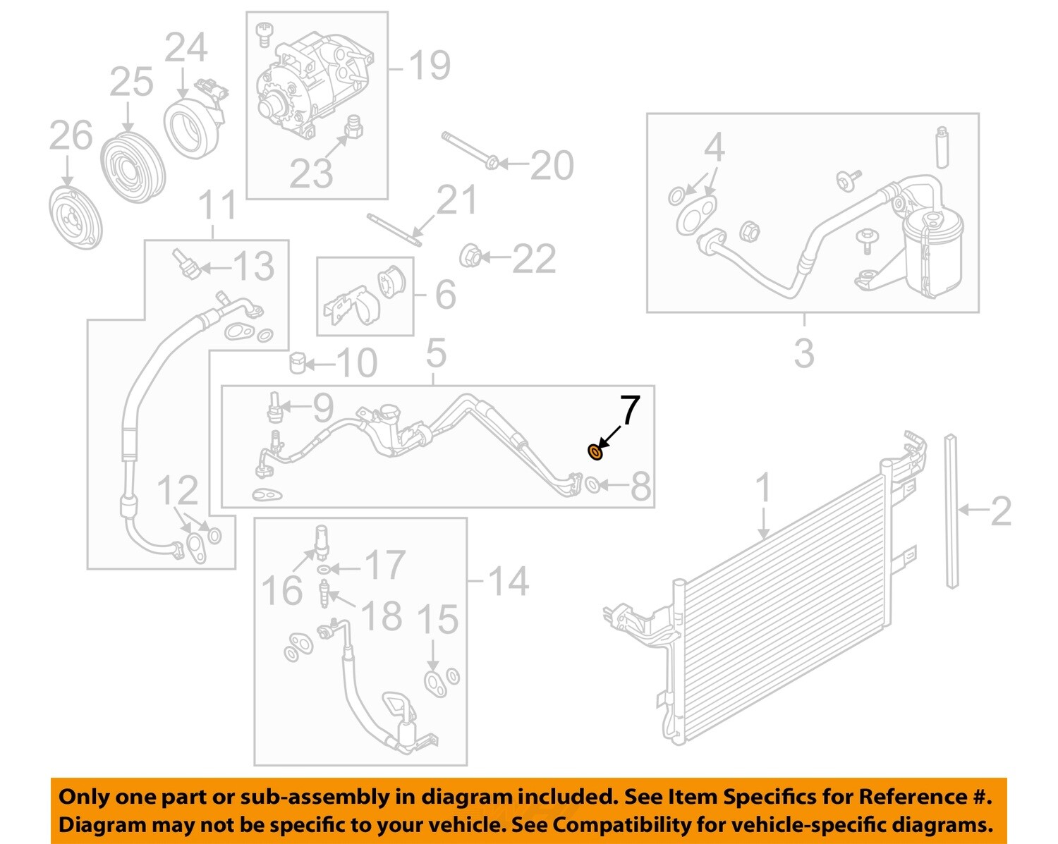 A/C Condenser Compressor Line Evaporator Tube Upper Seal 1W1Z19E889GB  
