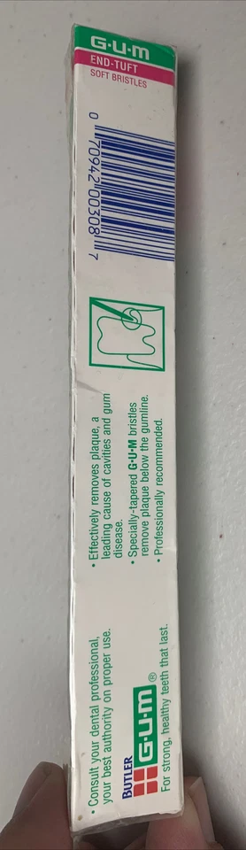 NOVO no pacote Butler Gum #308 escova de dentes de cerdas macias tufo final VINTAGE - Imagem 3 de 4