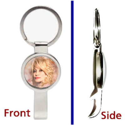 Dolly Parton Pendant or Keychain silver tone secret bottle opener