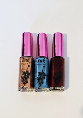 Nyx Cosmetics ×3-teiliges Set Tinte Nail Art Lack Gel blau, rot & gold