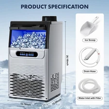 100Lbs Built-in Commercial Ice Maker Stainless Steel Restaurant Ice Cube Machine
