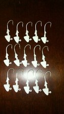 15 Shad Jig Heads Striped Bass Pompano Red Fish Fluke Ultra Point Lure - White