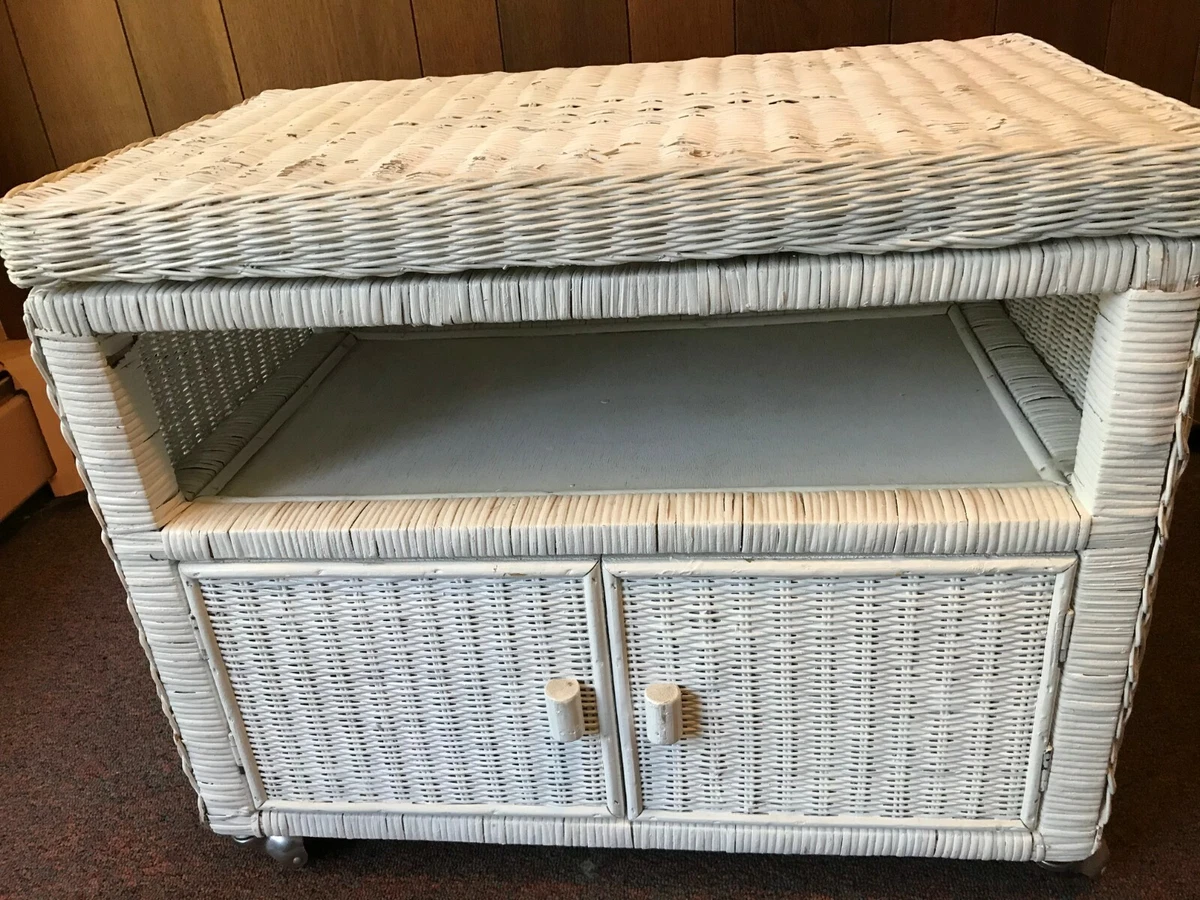 White wicker tv stand online