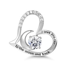 New Year GiftS925 Sterling Silver 'I Love You To The moon and back Heart Pendant